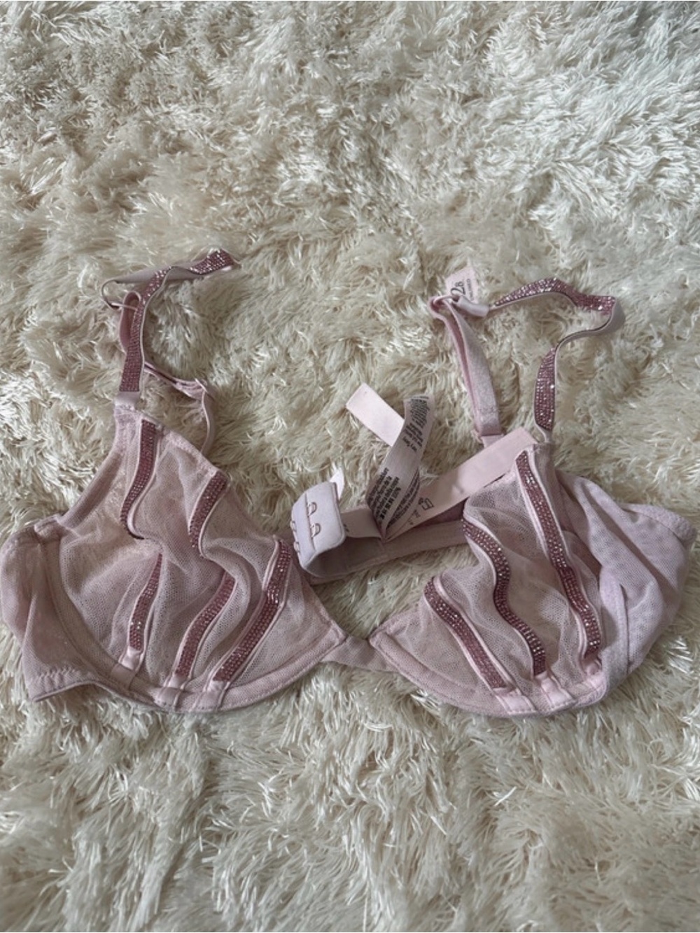 Sheer Mesh Underwire Bra in Light Pink